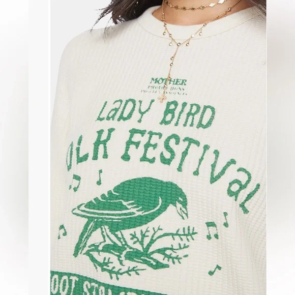 MOTHER Cream Sweater with Green Festival Print - Picture 6 of 6